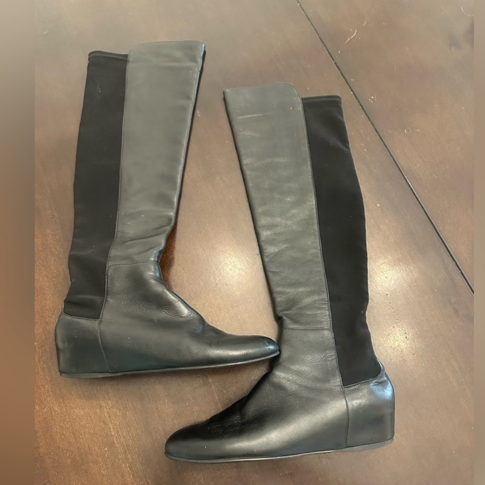 Stuart Weitzman 50/50 hidden wedge heel boots sz 8 great condition!